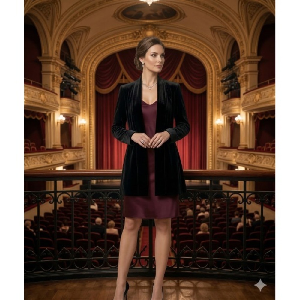 JS Boutique‎ Vintage Black Velvet Evening Topper Jacket L Shoulder Pads Canada